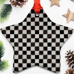 Large Black And White Watercolored Checkerboard Chess Star Ornament (two Sides) by PodArtist