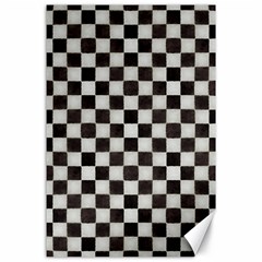 Large Black And White Watercolored Checkerboard Chess Canvas 24  X 36  by PodArtist