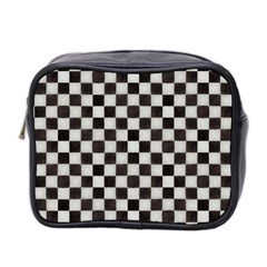 Large Black And White Watercolored Checkerboard Chess Mini Toiletries Bag (two Sides) by PodArtist