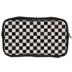 Large Black And White Watercolored Checkerboard Chess Toiletries Bag (two Sides) by PodArtist