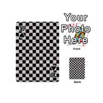 Large Black and White Watercolored Checkerboard Chess Playing Cards 54 Designs (Mini) Front - Spade10