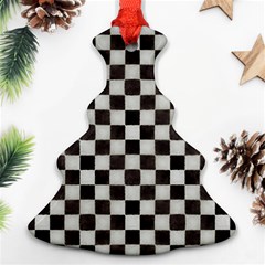 Large Black And White Watercolored Checkerboard Chess Christmas Tree Ornament (two Sides) by PodArtist