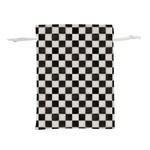 Large Black and White Watercolored Checkerboard Chess Lightweight Drawstring Pouch (L) Back