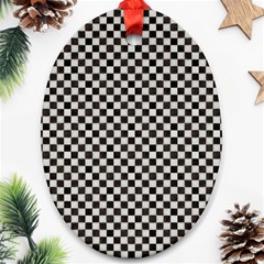 Black And White Watercolored Checkerboard Chess Ornament (oval) by PodArtist