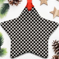 Black And White Watercolored Checkerboard Chess Ornament (star) by PodArtist