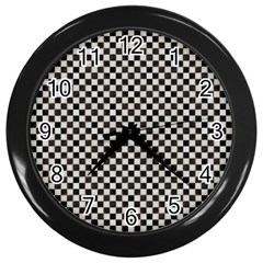 Black And White Watercolored Checkerboard Chess Wall Clock (black) by PodArtist