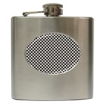 Black and White Watercolored Checkerboard Chess Hip Flask (6 oz) Front