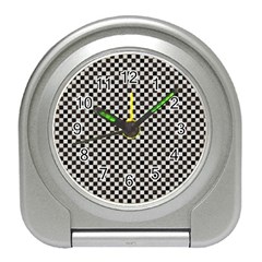 Black And White Watercolored Checkerboard Chess Travel Alarm Clock by PodArtist