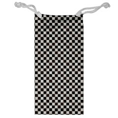 Black And White Watercolored Checkerboard Chess Jewelry Bag by PodArtist