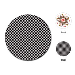 Black And White Watercolored Checkerboard Chess Playing Cards Single Design (round)