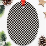 Black and White Watercolored Checkerboard Chess Oval Ornament (Two Sides) Front