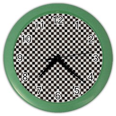 Black And White Watercolored Checkerboard Chess Color Wall Clock by PodArtist