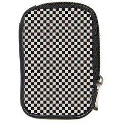 Black And White Watercolored Checkerboard Chess Compact Camera Leather Case by PodArtist