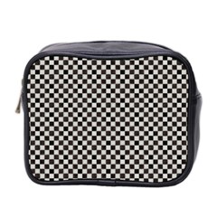 Black And White Watercolored Checkerboard Chess Mini Toiletries Bag (two Sides) by PodArtist