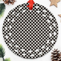 Black And White Watercolored Checkerboard Chess Ornament (round Filigree)