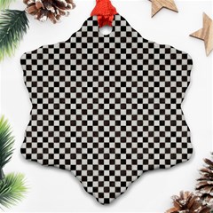 Black And White Watercolored Checkerboard Chess Ornament (snowflake)