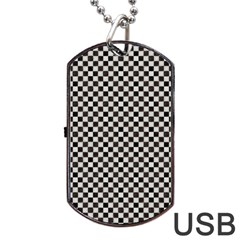 Black And White Watercolored Checkerboard Chess Dog Tag Usb Flash (one Side) by PodArtist