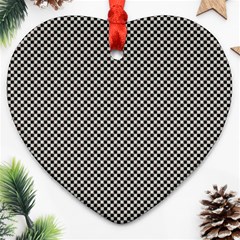 Small Black And White Watercolor Checkerboard Chess Ornament (heart) by PodArtist