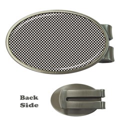 Small Black And White Watercolor Checkerboard Chess Money Clips (oval)  by PodArtist