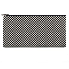 Small Black And White Watercolor Checkerboard Chess Pencil Case by PodArtist