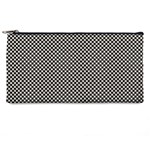 Small Black and White Watercolor Checkerboard Chess Pencil Case Front