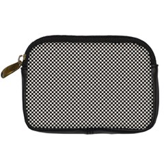 Small Black And White Watercolor Checkerboard Chess Digital Camera Leather Case by PodArtist