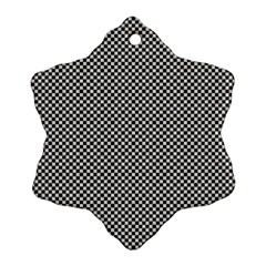 Small Black And White Watercolor Checkerboard Chess Ornament (snowflake)