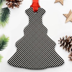 Small Black And White Watercolor Checkerboard Chess Christmas Tree Ornament (two Sides)