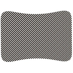 Small Black And White Watercolor Checkerboard Chess Velour Seat Head Rest Cushion by PodArtist