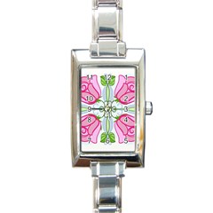 Figure Roses Flowers-ornament Rectangle Italian Charm Watch by Jancukart