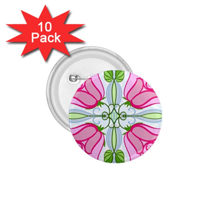 Figure roses flowers-ornament 1.75  Buttons (10 pack)