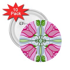 Figure Roses Flowers-ornament 2 25  Buttons (10 Pack) 