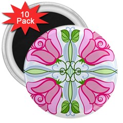 Figure Roses Flowers-ornament 3  Magnets (10 Pack)  by Jancukart