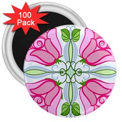 Figure Roses Flowers-ornament 3  Magnets (100 Pack)