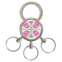 Figure roses flowers-ornament 3-Ring Key Chain