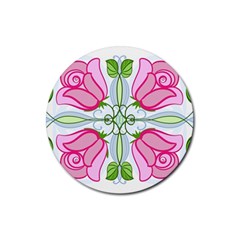 Figure Roses Flowers-ornament Rubber Round Coaster (4 Pack) by Jancukart