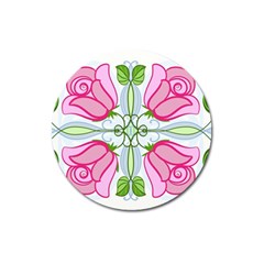 Figure roses flowers-ornament Magnet 3  (Round)