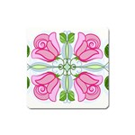 Figure roses flowers-ornament Square Magnet Front