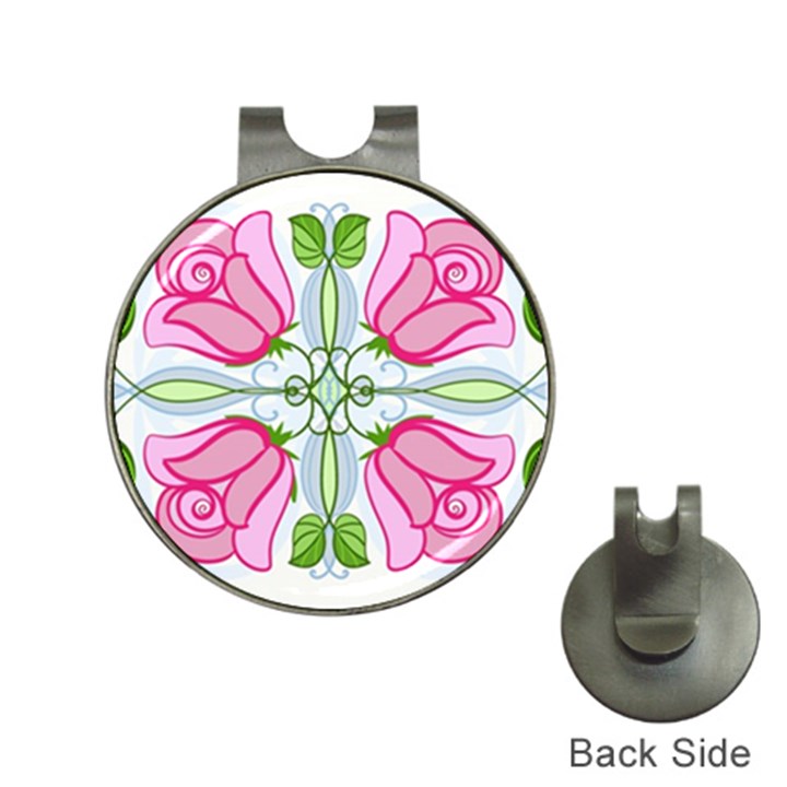 Figure roses flowers-ornament Hat Clips with Golf Markers