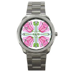 Figure Roses Flowers-ornament Sport Metal Watch