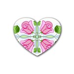 Figure roses flowers-ornament Rubber Coaster (Heart) Front