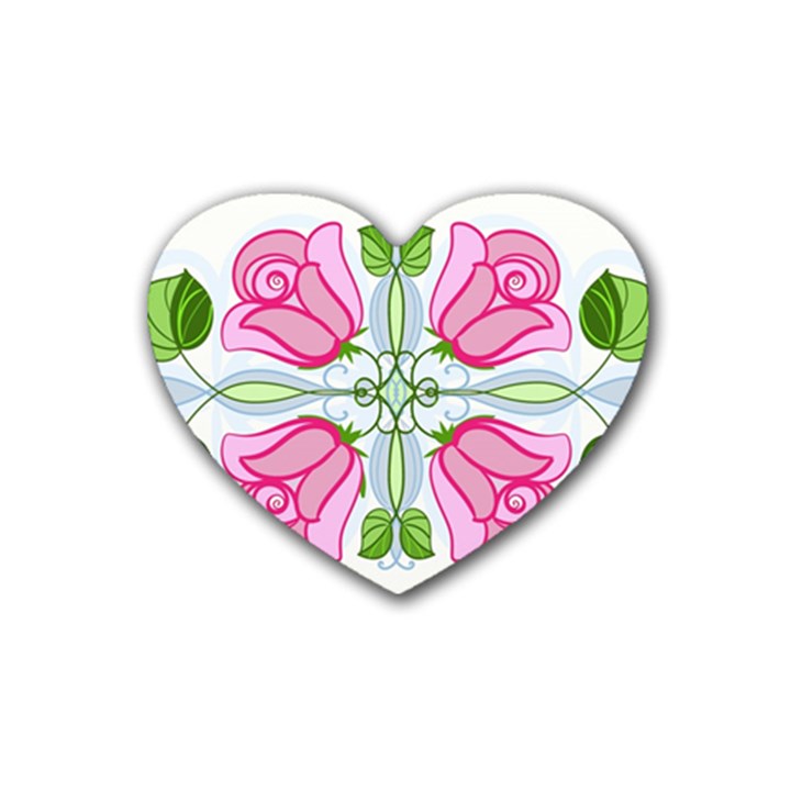 Figure roses flowers-ornament Rubber Coaster (Heart)