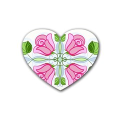 Figure roses flowers-ornament Rubber Heart Coaster (4 pack)