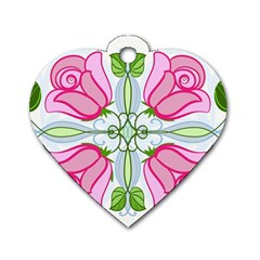 Figure Roses Flowers-ornament Dog Tag Heart (one Side)