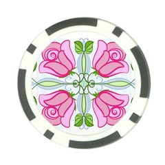 Figure Roses Flowers-ornament Poker Chip Card Guard