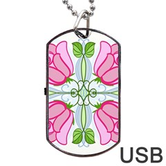 Figure Roses Flowers-ornament Dog Tag Usb Flash (two Sides)