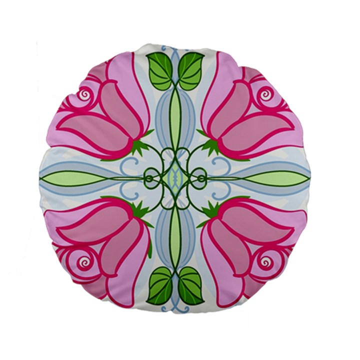 Figure roses flowers-ornament Standard 15  Premium Round Cushions