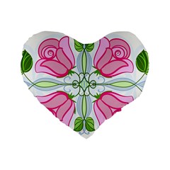 Figure roses flowers-ornament Standard 16  Premium Heart Shape Cushions