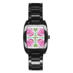 Figure Roses Flowers-ornament Stainless Steel Barrel Watch