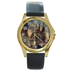 Braunschweig-city-lower-saxony Round Gold Metal Watch by Jancukart